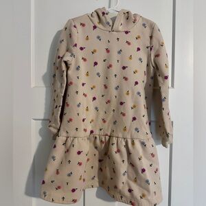 Floral Hoodie Dress with Gathered Skirt